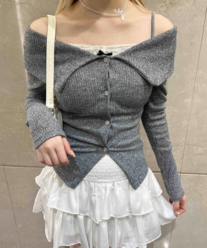 ビッグカラーオフショルトップス