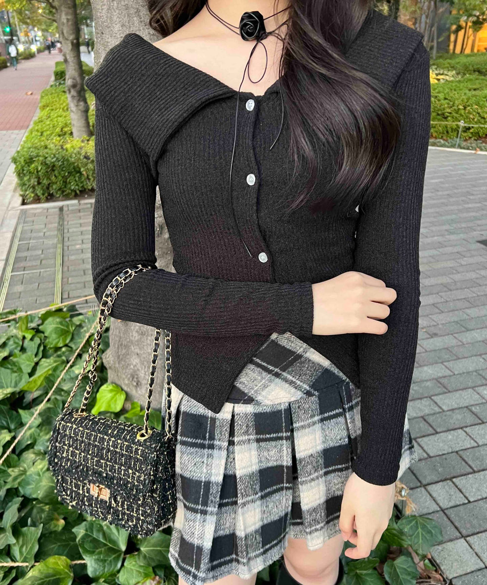 ビッグカラーオフショルトップス