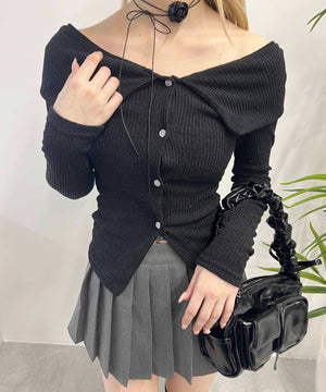 ビッグカラーオフショルトップス