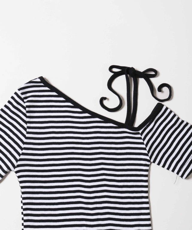 ボーダーワンショルTシャツ
