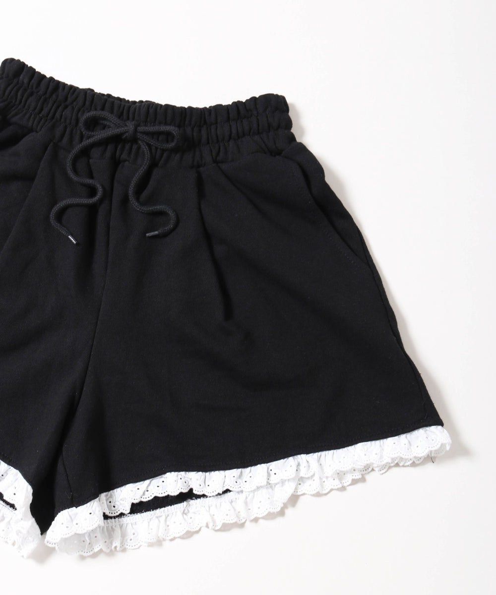 ヘムレーススウェットショートパンツ