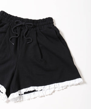 ヘムレーススウェットショートパンツ