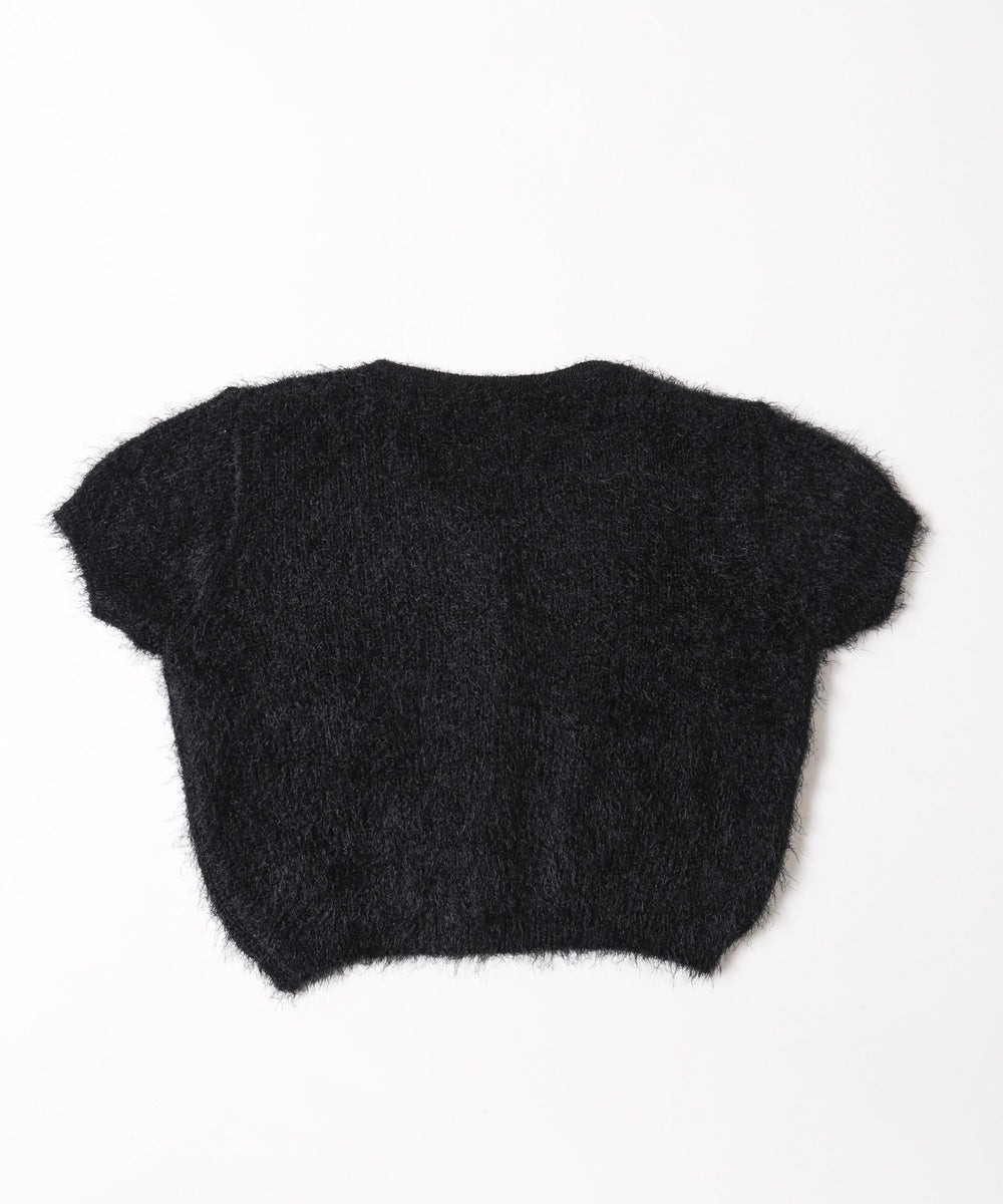 コンパクトシャギー半袖カーディガン