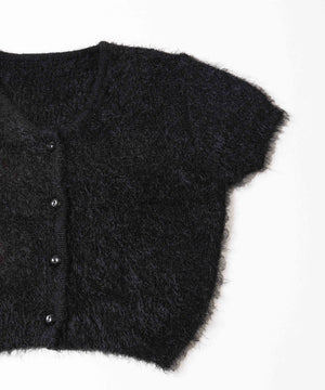 コンパクトシャギー半袖カーディガン