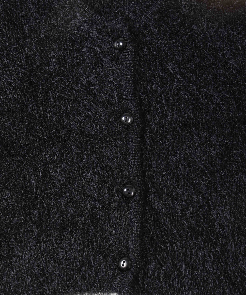 コンパクトシャギー半袖カーディガン