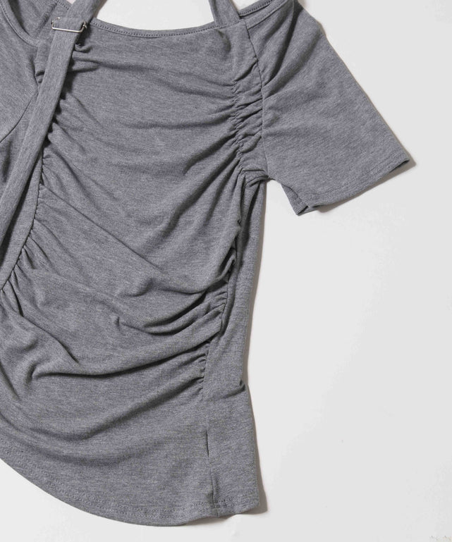 ベルトデザインオフショルTシャツ