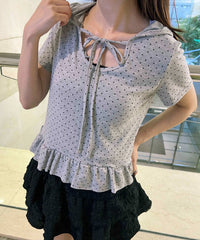 ドット半袖パーカー