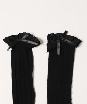 リボン付きフリルレースソックス