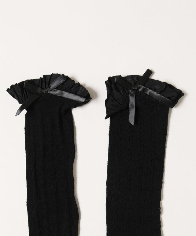 リボン付きフリルレースソックス