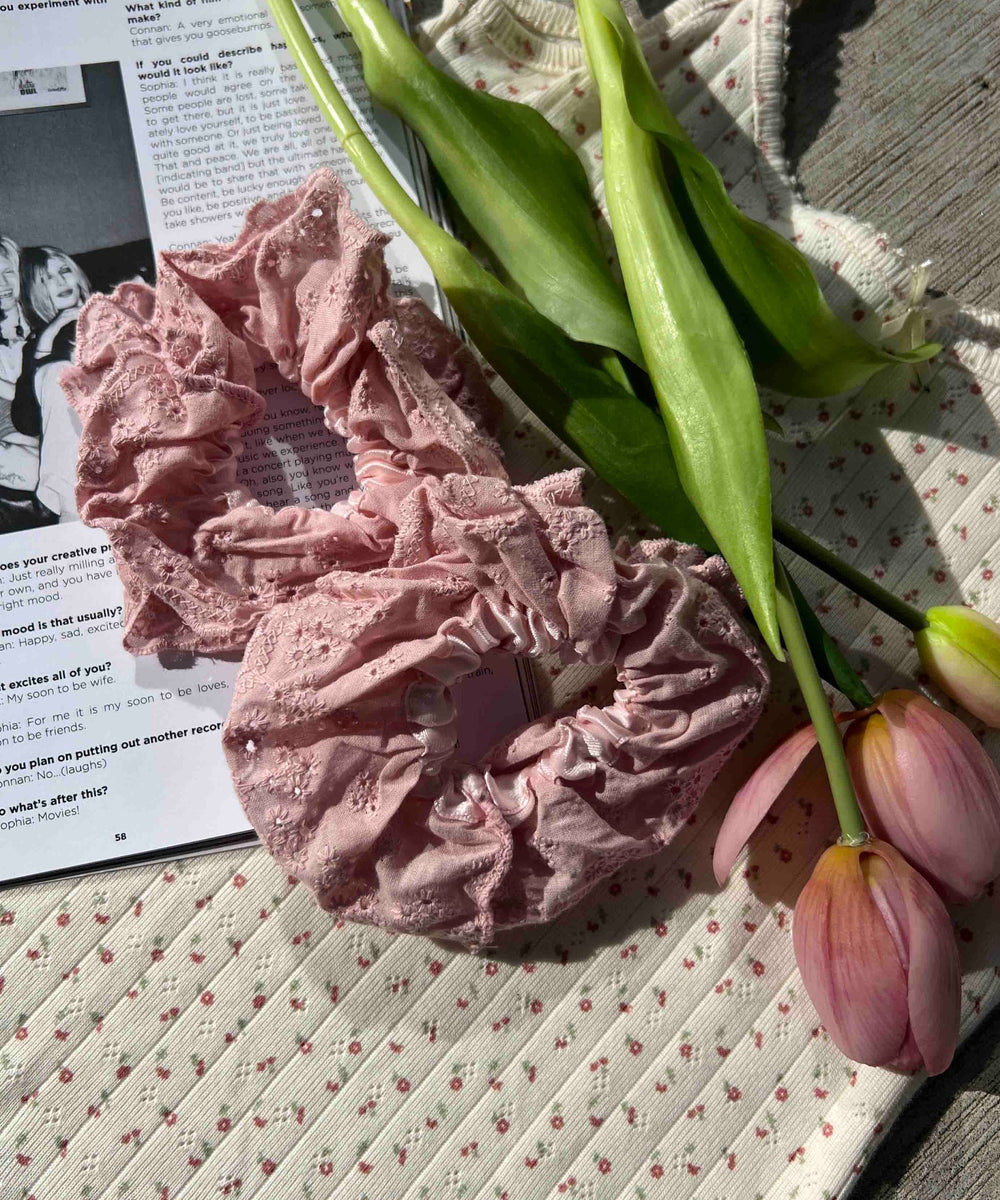 2Pコットンレースシュシュ