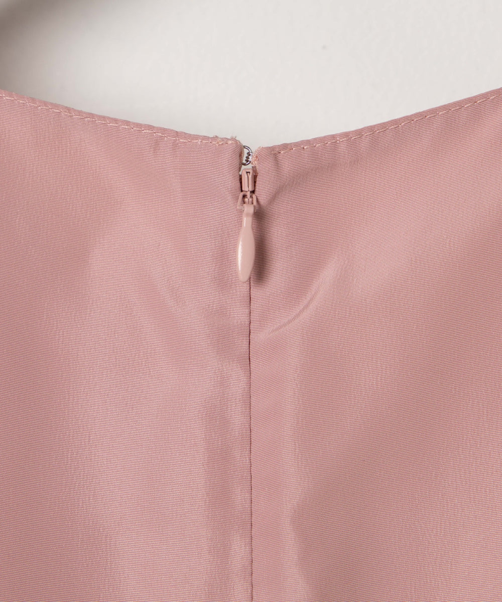 リボンパフスリーブロングワンピース