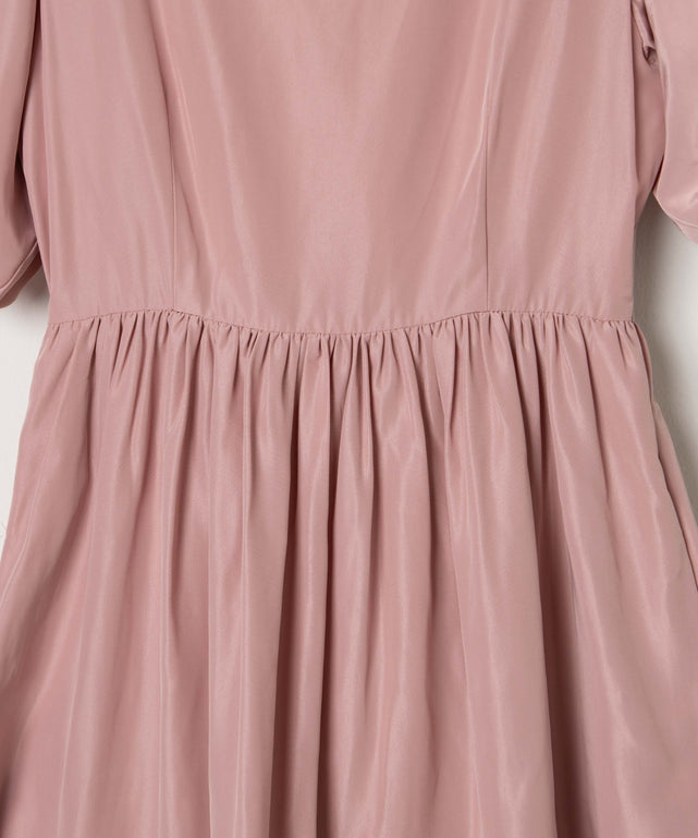 リボンパフスリーブロングワンピース