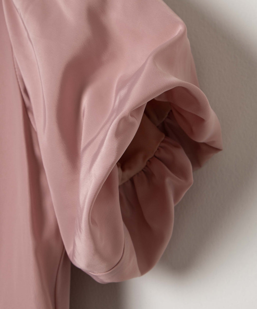 リボンパフスリーブロングワンピース