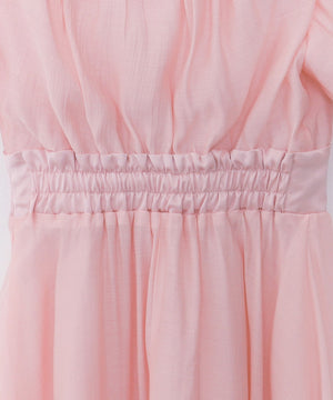 シアーフリルカラーロングワンピース