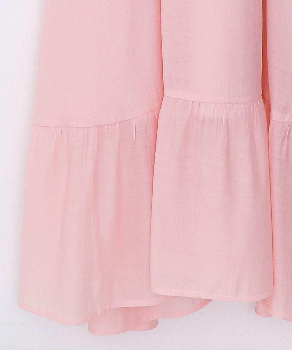 シアーフリルカラーロングワンピース