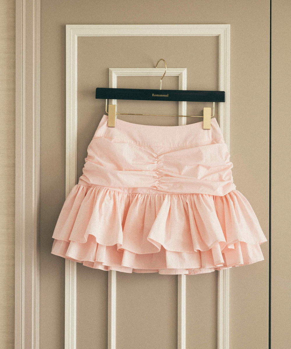 シャーリングティアードミニスカート