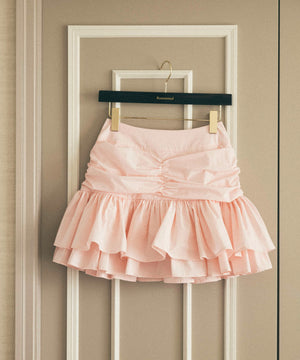 シャーリングティアードミニスカート