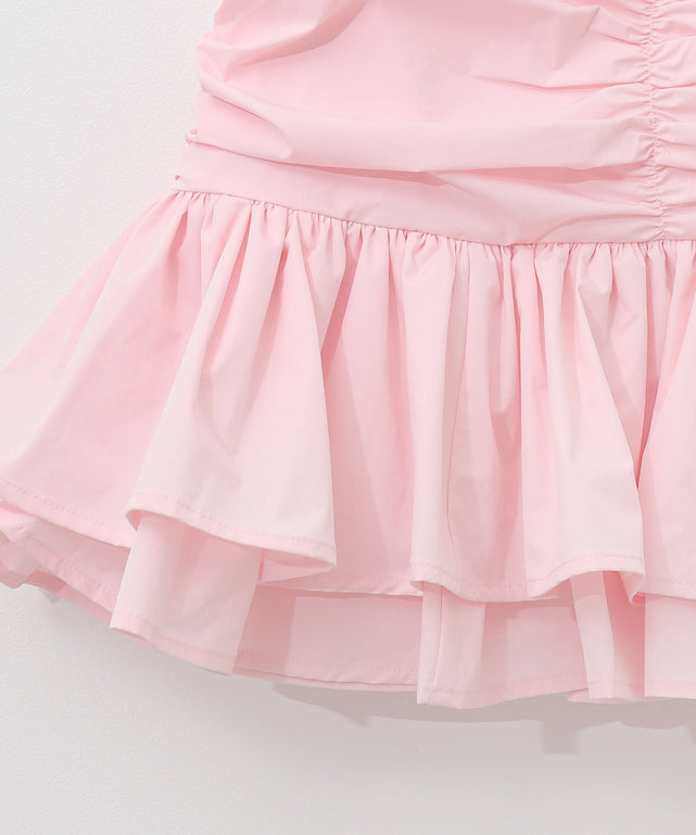 シャーリングティアードミニスカート