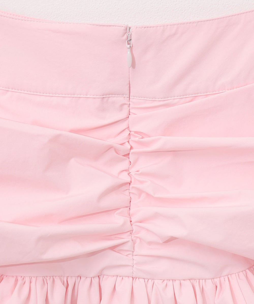 シャーリングティアードミニスカート