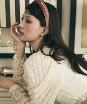 ロゴ刺繍ベロアカチューシャ