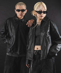 MA55IVE　PUショートグラフィックブルゾン