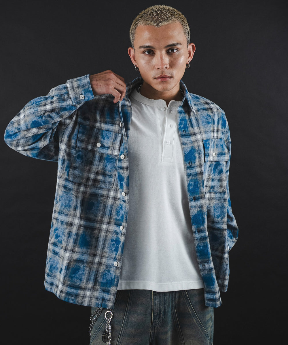 ブルーチェック1 モデル：180cm L着用