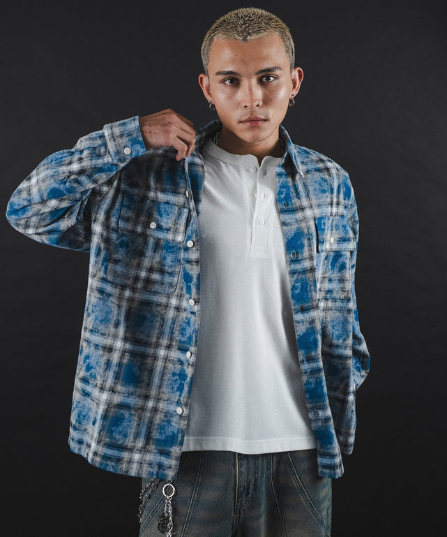 ブルーチェック1 モデル：180cm L着用