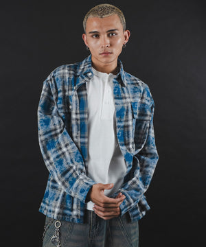 ブルーチェック1 モデル：180cm L着用