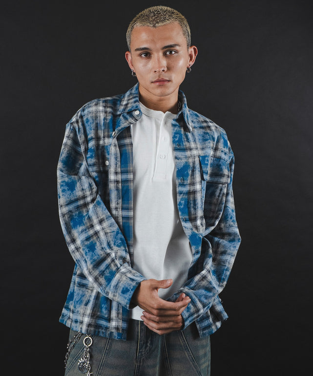 ブルーチェック1 モデル：180cm L着用