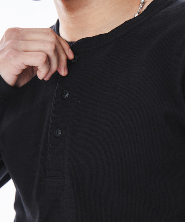 コンパクトフィットリブヘンリーネックT（LS）