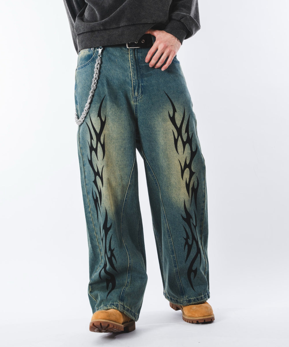 デニム中濃加工 モデル：180cm L着用