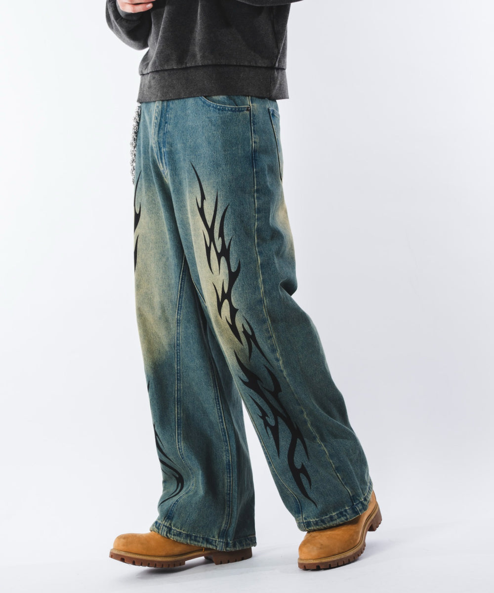 デニム中濃加工 モデル：180cm L着用