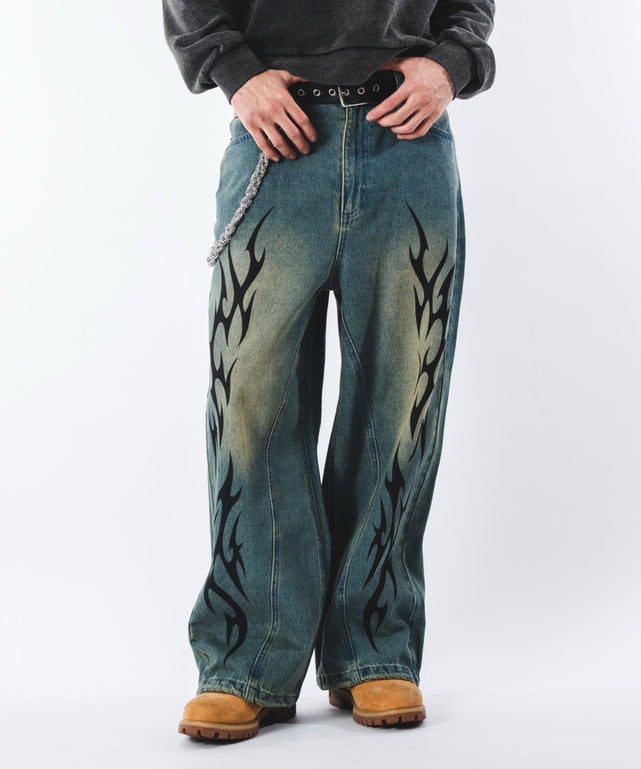 デニム中濃加工 モデル：180cm L着用