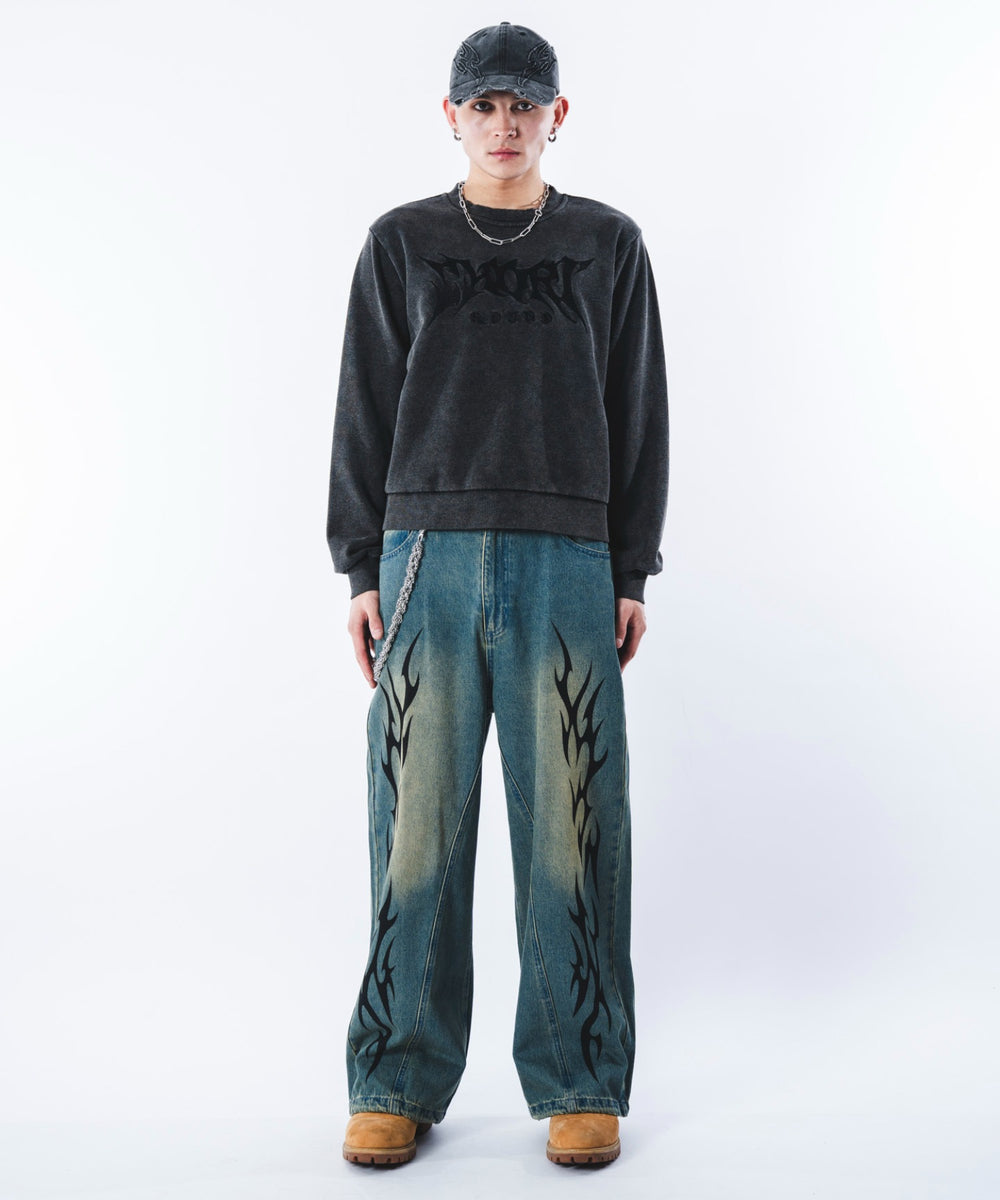 デニム中濃加工 モデル：180cm L着用