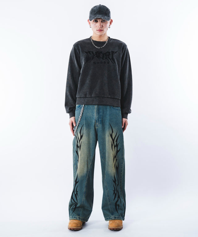 デニム中濃加工 モデル：180cm L着用