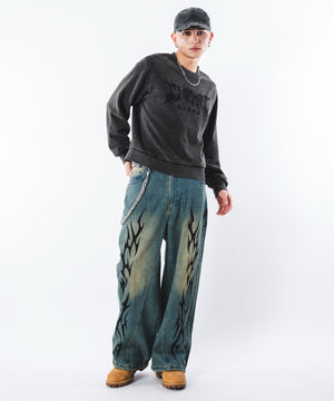 デニム中濃加工 モデル：180cm L着用