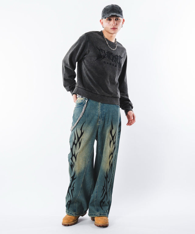 デニム中濃加工 モデル：180cm L着用