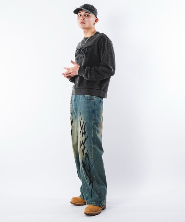 デニム中濃加工 モデル：180cm L着用