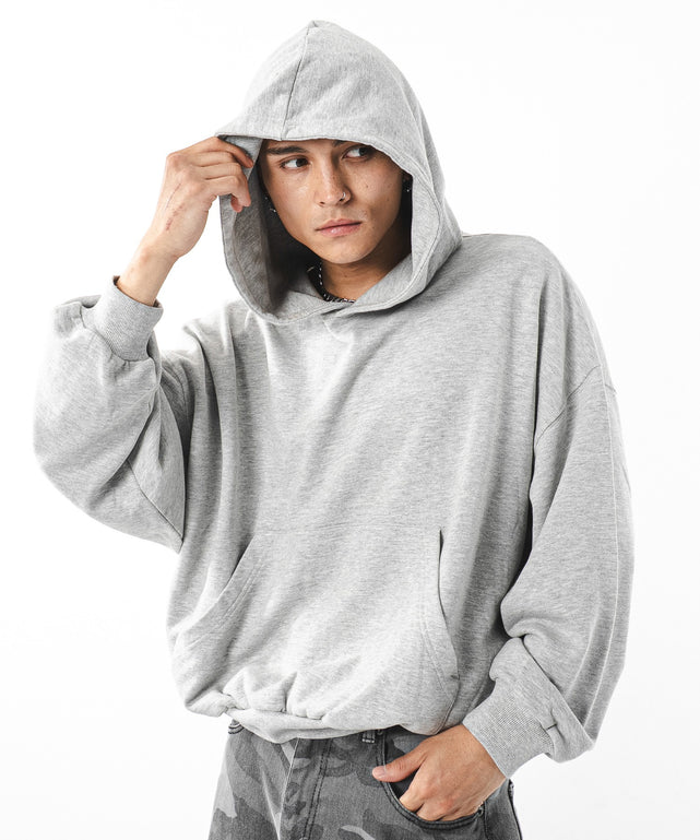 バルーンクロップドプルパーカー/杢グレー モデル：180cm L着用