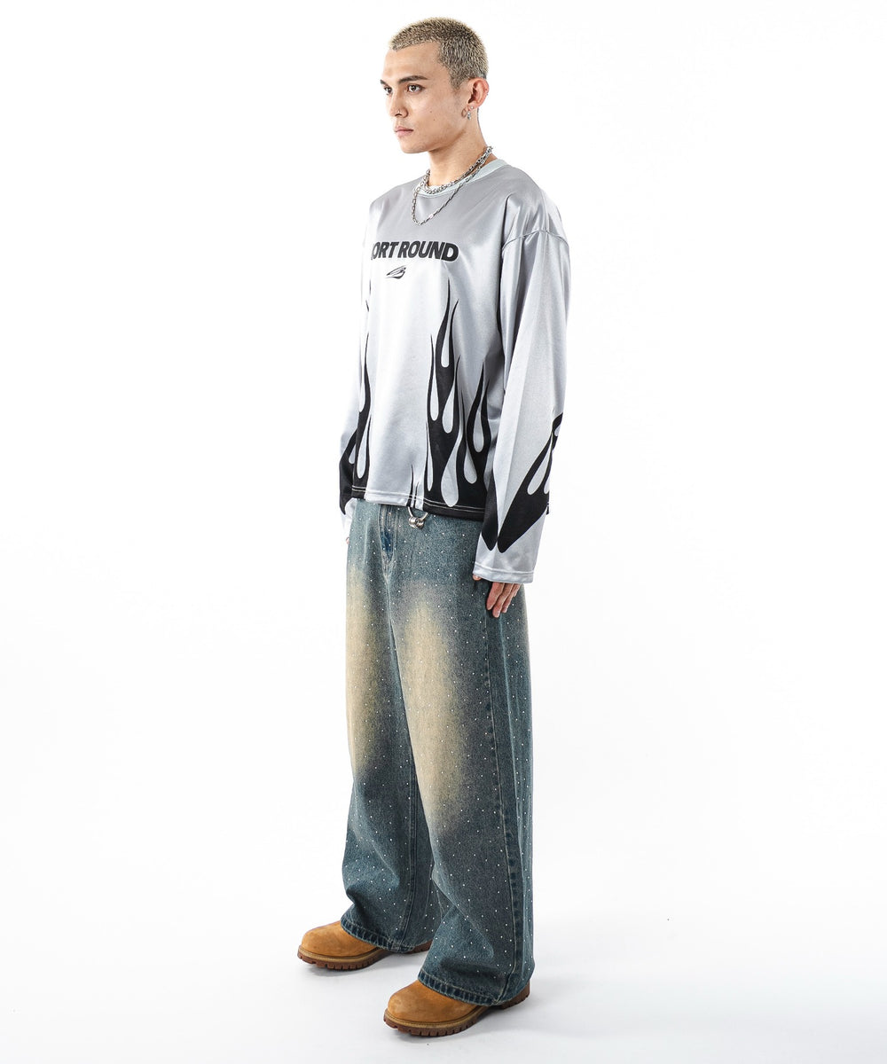 デニム中濃加工 モデル：180cm L着用