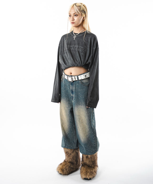 スーパーバギーラインストーンデニムパンツ｜WEGO（ウィゴー