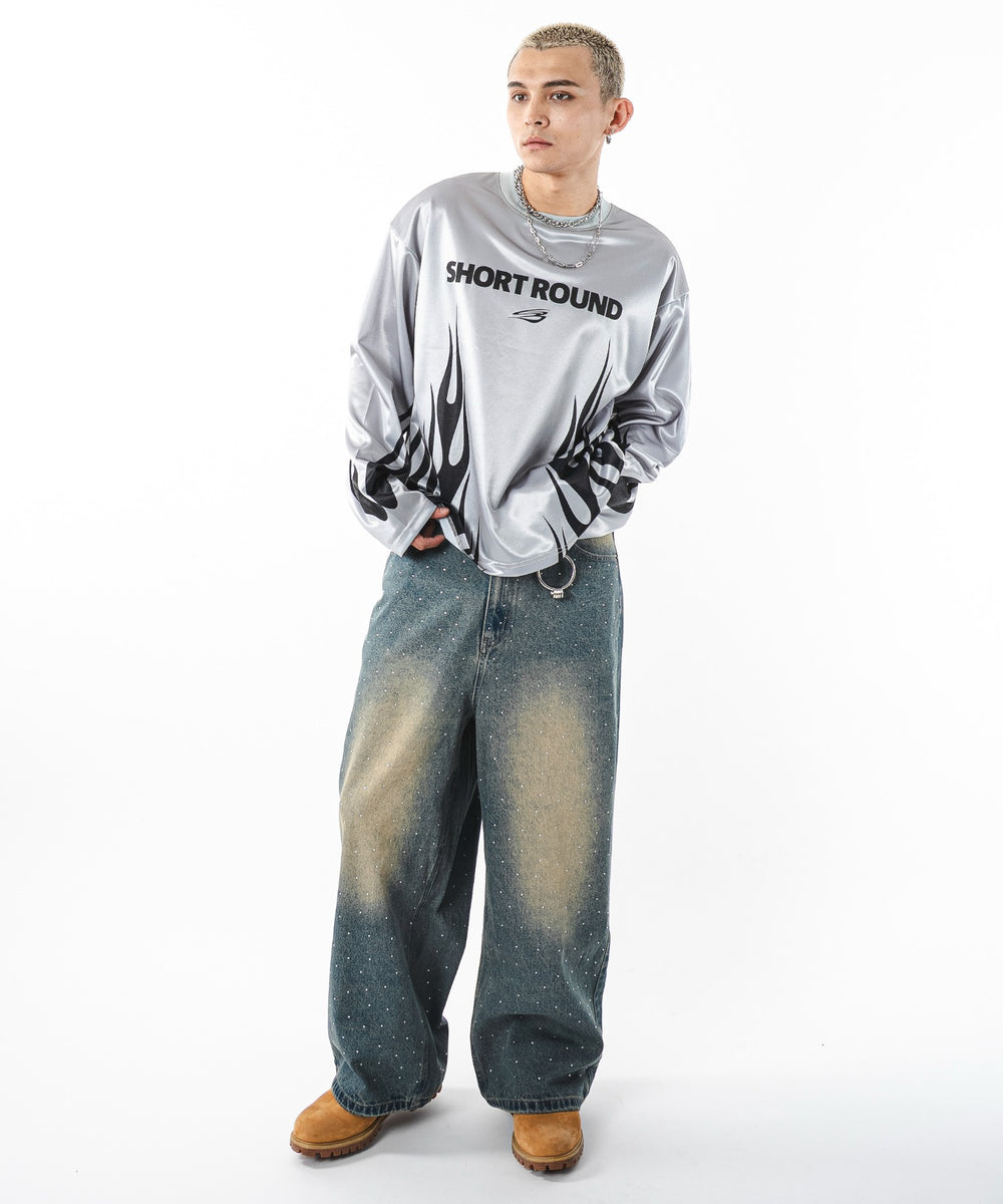 デニム中濃加工 モデル：180cm L着用