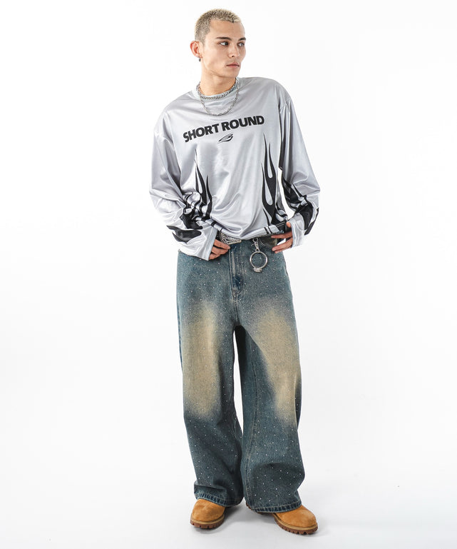 デニム中濃加工 モデル：180cm L着用