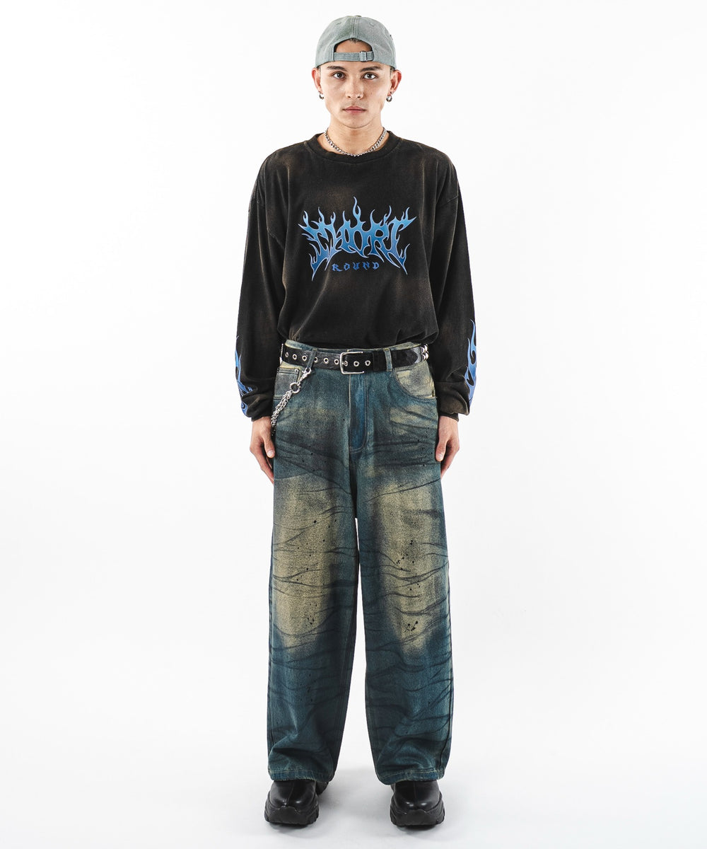 デニム中濃加工 モデル：180cm L着用