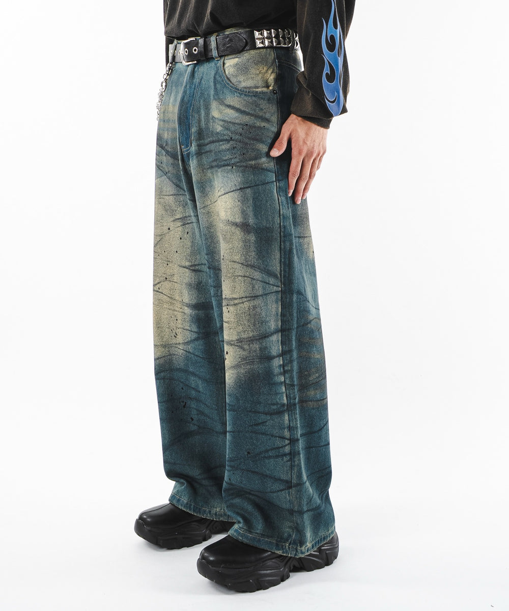 デニム中濃加工 モデル：180cm L着用