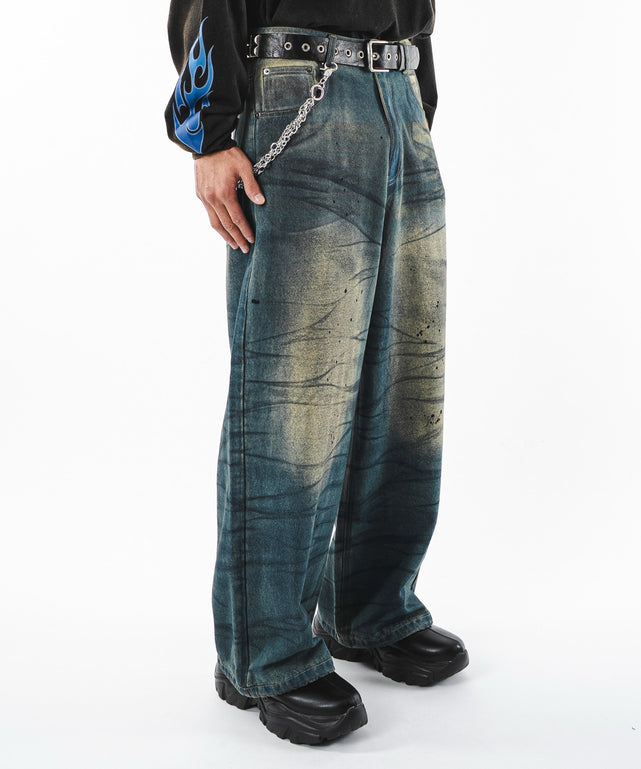 デニム中濃加工 モデル：180cm L着用