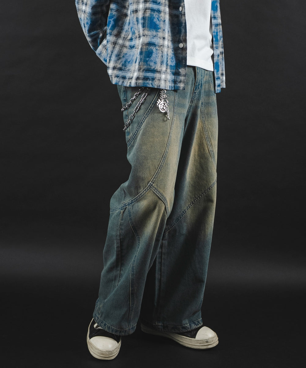 デニム中濃加工 モデル：180cm L着用