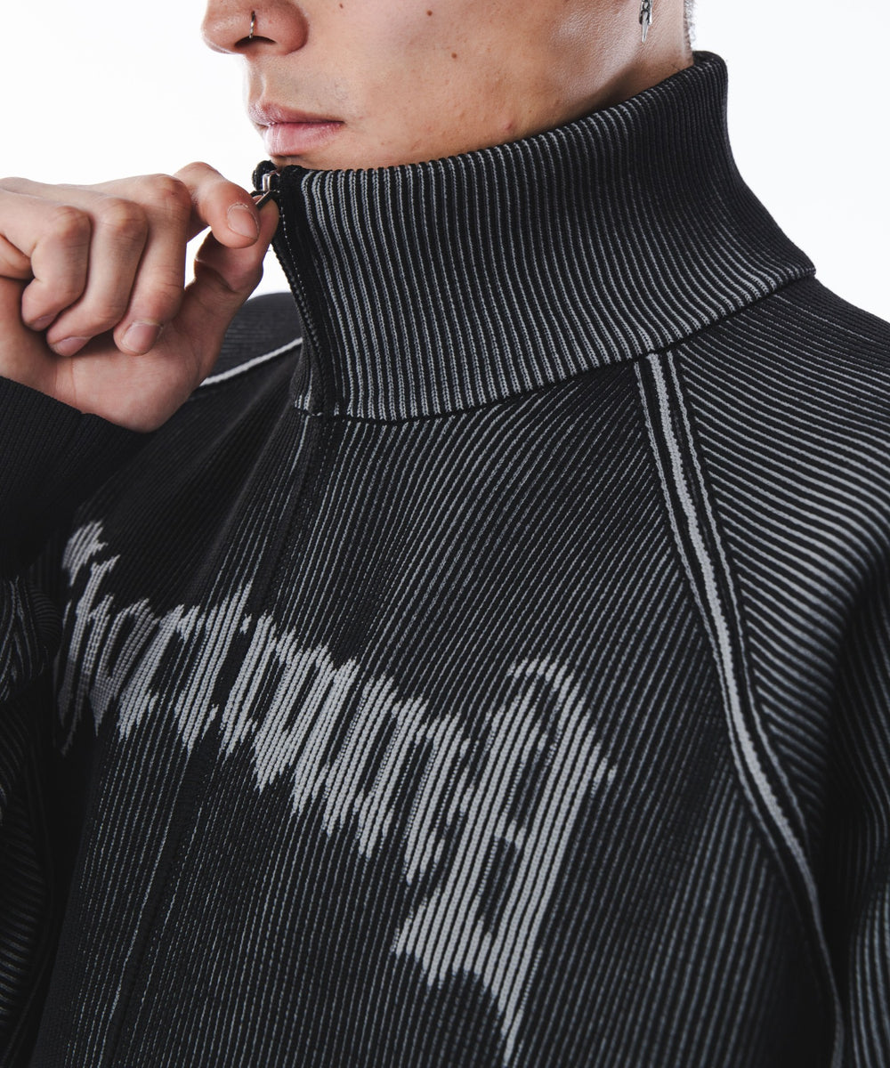 ショートグラフィックニットブルゾン