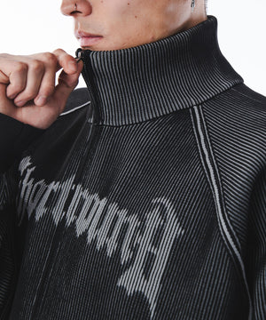 ショートグラフィックニットブルゾン