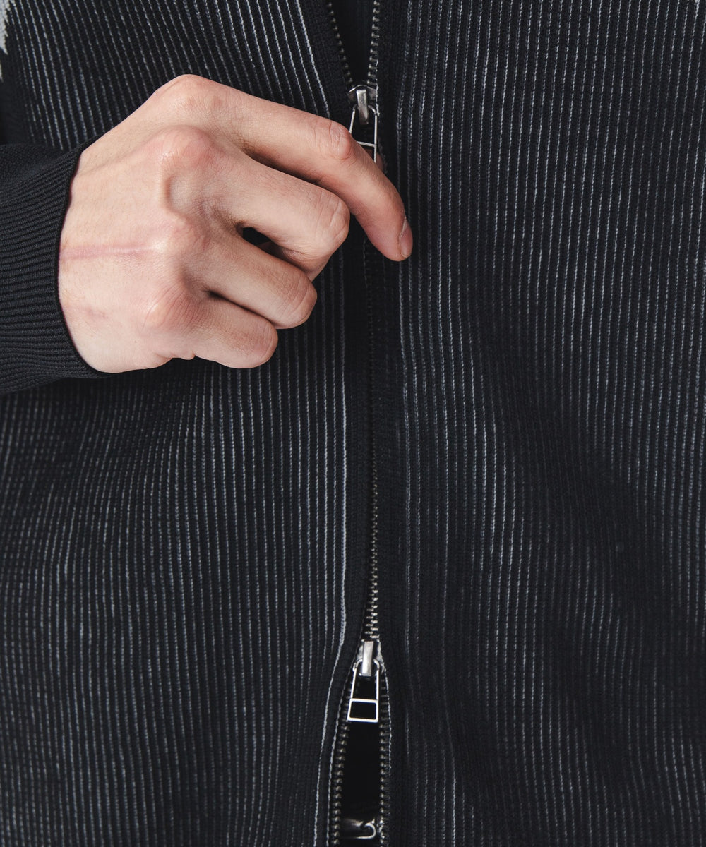 ショートグラフィックニットブルゾン